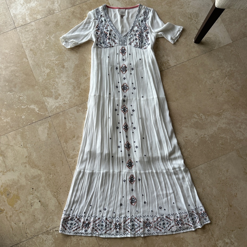 Knox Rose White Maxi Dress with Multicolor Embroidery